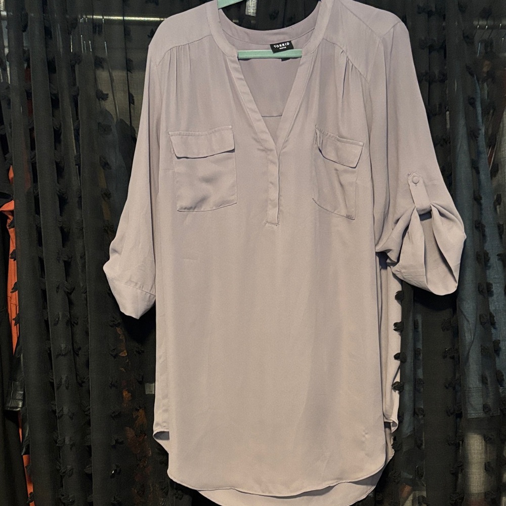 Torrid Dusty Lavender Harper Tunic Blouse